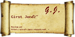 Girst Jenő névjegykártya